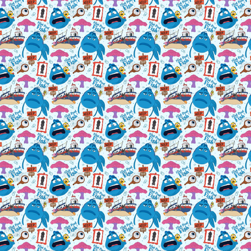 (pout) 9x12”, The Pout Pout Fish Leather, Custom Printed Leather, Fish, Cartoon Leather, Leather for Crafts, DIY Leather Bows, Faux, Vinyl, Glitter, Litchi, Patent, 1 Sheet