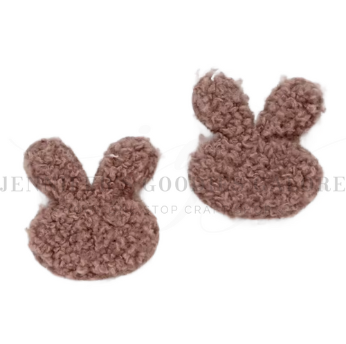 40x45mm, Plush Fabic Bunny Rabbit Appliques, BROWN, Easter Felt, Fur Felts, Bunny, Holiday, DIY Crafts, 1 PC
