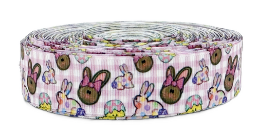 7/8", Easter Ribbon, Plaid, Bunny, Chicks, 1 ROLL