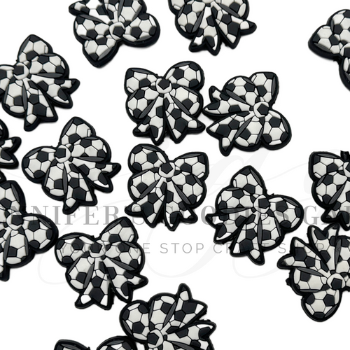 30mm, Soccer Beads, Silicone Beads, Sports Beads, Coquette Bows, Keychain Beads, Pen Beads, Focal Beads, Loose Beads, DIY Craft Projects, Non-Toxic, Washable, 1PC 