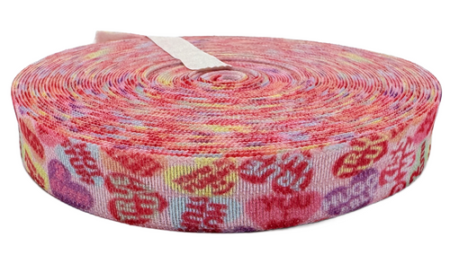 5/8", Valentine's Day Elastic, Conversation Hearts, FOE, Fold Over Elastic, 10YARDS