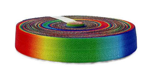 5/8", Rainbow FOE, Ombre, Fold Over Elastic, 10 YARDS 