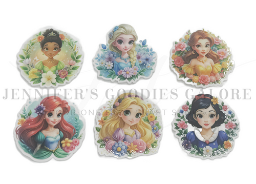 40mm, Princess Resins, Planar Resins, Tiana, Belle, Rapunzel, Ariel, Elsa, Snow White, Flat Back Resins, Scrapbooking, Cabochons, Hair Bow Centers, 2PC 