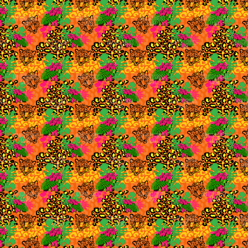 (tropicalleopard) 9x12", Tropical Leather, Synthetic Leather, Leopard, Tiger, Floral, Key FOB Leather, DIY Leather Bows, Leather for Crafts, Vinyl, Glitter, Patent, Litchi, 1 SHEET