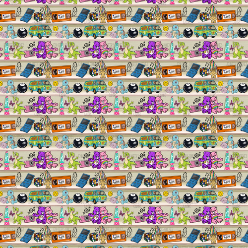 (80s2039) 9x12", 80s Cartoon Synthetic Leather, Custom Leather Sheets, Carebears, Trolls, 8 Ball, Scooby Doo, Cartoon Leather, Leather Sheet, Faux Leather, Litchi, Vinyl, Glitter, Patent, DIY Hair Bows, 1 Sheet 