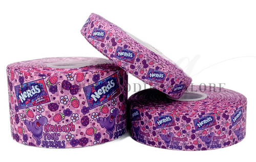 Candy Ribbon, Nerd, Unleash Your Senses, Sweet Treats, Purple Plaid, Hair Bow Ribbon, Wholesale, PER YARD