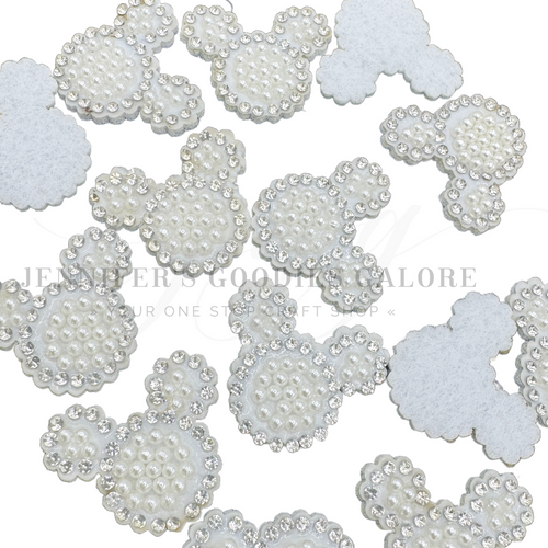 28x24mm, Mouse Head Felts, Felt Applique, Mickey Mouse Applique, Minnie Felts, Pearls, Rhinestone Mouse, 3D Minnie, Felt Crafts, Felties, Felts, 1 PC