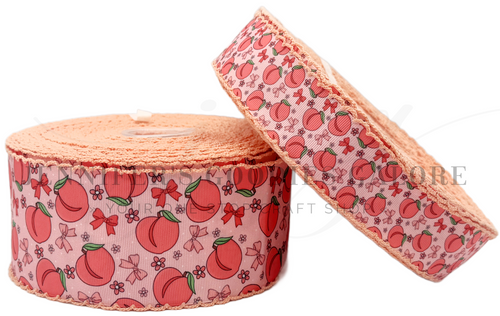 Peaches Ribbon, Moonstitch Ribbon, Peach Edge, Fruit Ribbon, Hair Bow Ribbon, Wholesale, PER YARD