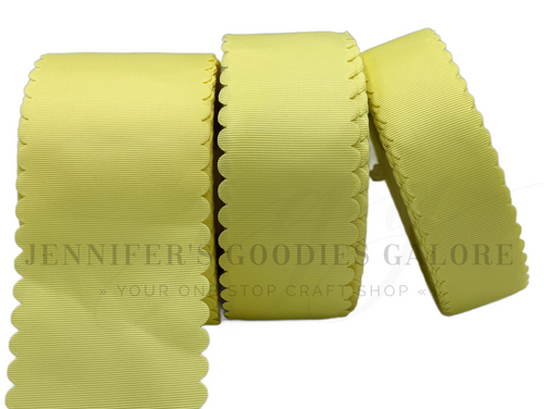 Scallop Ribbon, BABY MAIZE, Wavy Edge Ribbon, Grosgrain, Hair Bow Ribbon, Wedding Decor, Gift Wrapping, Scrapbooking, Wholesale, PER YARD