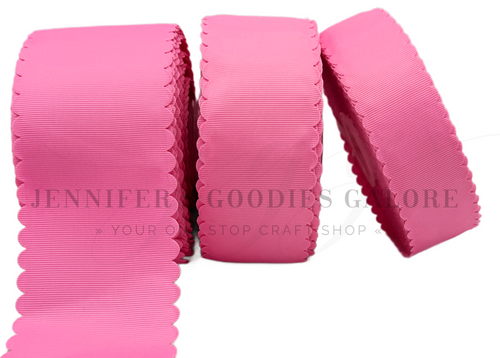 Scallop Ribbon, GERANIUM PINK, Wavy Edge Ribbon, Grosgrain, Hair Bow Ribbon, Wedding Decor, Gift Wrapping, Scrapbooking, Wholesale, PER YARD