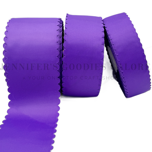 Scallop Ribbon, PURPLE, Wavy Edge Ribbon, Grosgrain, Hair Bow Ribbon, Wedding Decor, Gift Wrapping, Scrapbooking, Wholesale, PER YARD 