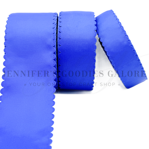 Scallop Ribbon, COBALT, Wavy Edge Ribbon, Grosgrain, Hair Bow Ribbon, Wedding Decor, Gift Wrapping, Scrapbooking, Wholesale, PER YARD