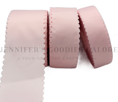 Scallop Ribbon, POWDER PINK, Wavy Edge Ribbon, Grosgrain, Hair Bow Ribbon, Wedding Decor, Gift Wrapping, Scrapbooking, Wholesale, PER YARD