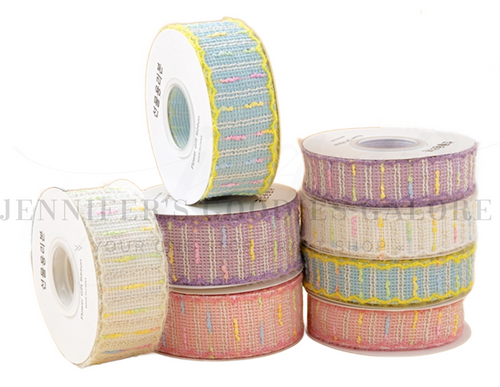 Knitted Ribbon, Pastel Ribbon, Weaved Ribbon, Moonstitch Ribbon, Fabric Ribbon, Wholesale, PER YARD