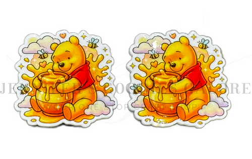40mm, Winnie the Pooh Resins, Pooh Bear, Honey Pot, Planar Resins, Badge Reel Resins, Embellishments, Hair Bow Centers, Cabochons, Wholesale Resins, 2PCS 
