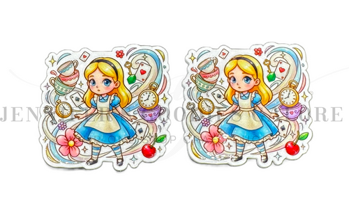 40mm, Alice in Wonderland Resins, Cartoon Resins, Custom Planar Resins, Alice Resins, Embellishments, Badge Reel Resins, Flat Back Resins, Hair Bow Centers, Cabochons, Wholesale Resins, 2PCS 