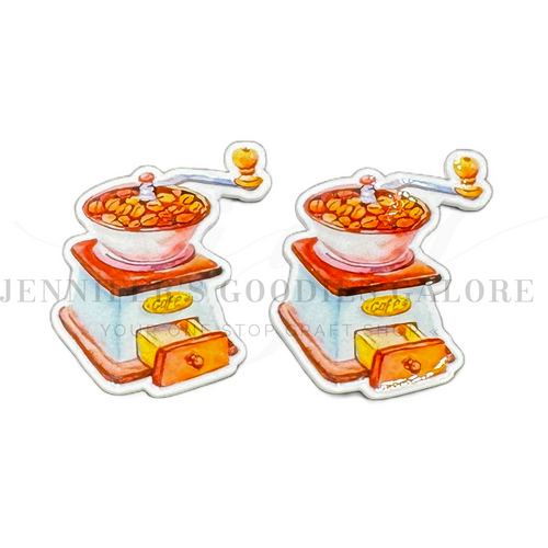 40mm, Coffee Grinder Resins, Coffee Resins, Custom Planar Resins, Embellishments, Badge Reel Resins, Flat Back Resins, Hair Bow Centers, Cabochons, Wholesale Resins, 2PCS