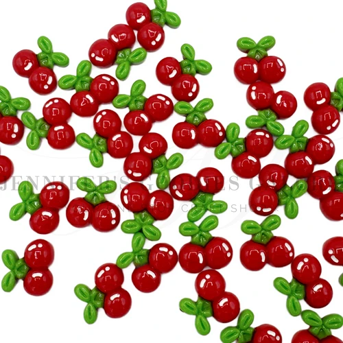 20mm, Tiny Fruit Resins, 3D Resins, Cherry Resins, Flatbacks, Cabochons, Craft Embellishments, 5PCS