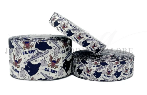 Military Ribbon, United States Navy, US Soldiers, Grosgrain, Hair Bow Ribbon, Ribbon for Crafts, Wholesale, PER YARD