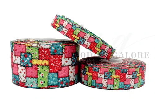 Patchwork Ribbon, Cozy Cottage, Quilted Ribbon, Farmhouse, Floral, Stitch Floral Ribbon, Hair Bow Ribbon, Wholesale, PER YARD
