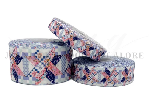 Patchwork Ribbon, Cozy Cottage, Quilted Ribbon, Bluebell Patchwork, Floral, Stitch Floral Ribbon, Hair Bow Ribbon, Wholesale, PER YARD
