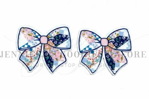 40mm, Patchwork Resins, Cozy Cottage, Coquette Bow, Bluebell Patchwork, Embellishments, Badge Reel Resins, Flat Back Resins, Hair Bow Centers, Cabochons, Wholesale Resins, 2PCS
