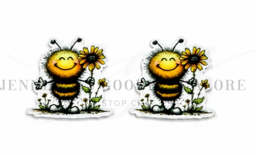40mm, Bumble Bee Resins, Insect, Sunflower, Planar Resins, Cabochons, Flat Back Resins, Badge Reel Resins, Hair Bow Centers, Embellishments, Wholesale Resins, 2PCS