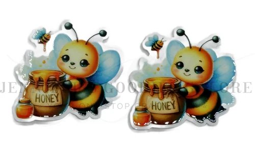 40mm, Bumble Bee Resins, Insect, Honey Pot, Planar Resins, Cabochons, Flat Back Resins, Badge Reel Resins, Hair Bow Centers, Embellishments, Wholesale Resins, 2PCS