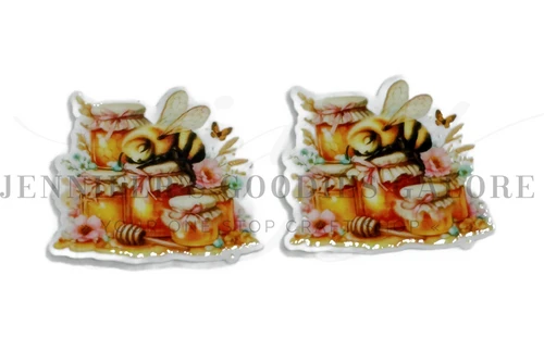 40mm, Bumble Bee Resins, Insect, Honey Bees, Planar Resins, Cabochons, Flat Back Resins, Badge Reel Resins, Hair Bow Centers, Embellishments, Wholesale Resins, 2PCS