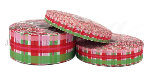 Strawberry Shortcake Ribbon, Plaid, Gingham, Red, Pink, Green Ribbon, Hair Bow Ribbon, Key FOB Ribbon, Wholesale Ribbon, PER YARD