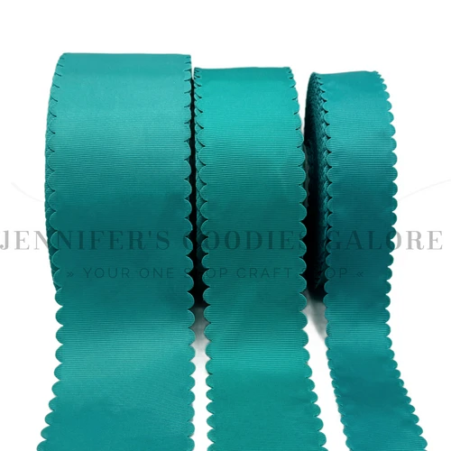 Scallop Ribbon, JADE, Wavy Edge Ribbon, Grosgrain, Hair Bow Ribbon, Wedding Decor, Gift Wrapping, Scrapbooking, Wholesale, PER YARD