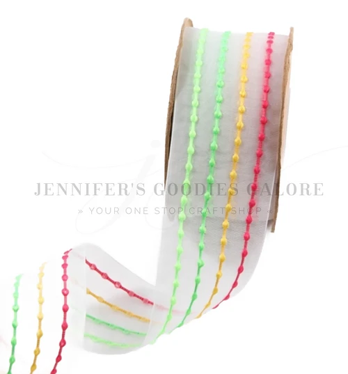 1.5", Spring Market, Sheer Ribbon, Transparent Mesh Webbing, Sheer Trim, Hair Bow Ribbon, Chiffon Ribbon, PER YARD