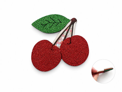 3", Cherry Shakers, Fruit Shaker Pattern, Fruit Resins, Cherries, Layered Flat Back Resins, Cabochon, Die Cut Resins, Bow Embellishments, DIY Badge Reel Accessories, 1PC