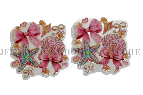 40mm, Beach Resins, Custom Planar Resins, Coquette Bow Planar Resins, Starfish, Seashells Resins, Flat Back Resins, Hair Bow Centers, Badge Reel Resins, Cabochons, Wholesale Resins, 2PCS