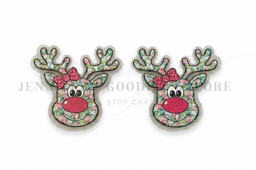 40x37mm, Transparent Flatback Resin, Christmas Resins, Clear Resins, Reindeer, Craft Embellishments, 2 PCS 