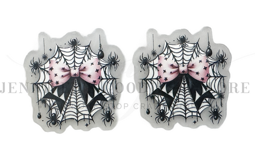 40mm, Transparent Flatback Resin, Halloween Resins, Clear Resins, Spider Web, Coquette Bow, Hair Bow Centers, Badge Reel Resins, Craft Embellishments, 2 PCS