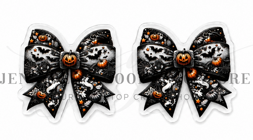 40x39mm, Transparent Flatback Resin, Halloween Resins, Clear Resins, Pumpkin, Bat, Ghost, Coquette Bow, Hair Bow Centers, Badge Reel Resins, Craft Embellishments, 2 PCS