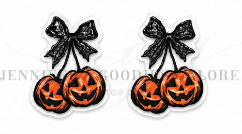 29x40mm, Transparent Flatback Resin, Halloween Resins, Clear Resins, Pumpkins, Cherry, Hair Bow Centers, Badge Reel Resins, Craft Embellishments, 2 PCS