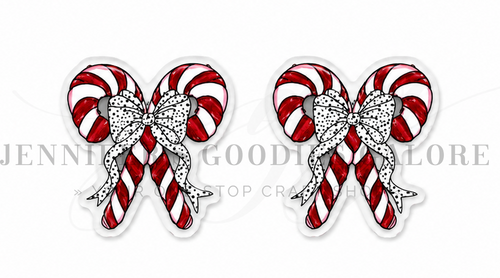 39x40mm, Transparent Flatback Resin, Christmas Resins, Clear Resins, Candy Cane, Hair Bow Centers, Badge Reel Resins, Craft Embellishments, 2 PCS