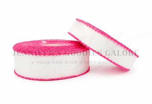 Moonstitch Ribbon, Neon Ribbon, White Ribbon, PASSION FRUIT Stitched Edge, Wholesale, PER YARD