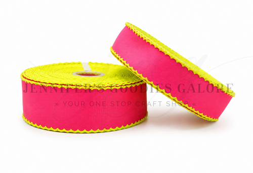 Moonstitch Ribbon, Neon Ribbon, Passion Fruit Ribbon, KEY LIME Stitched Edge, Wholesale, PER YARD