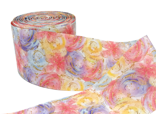 3", Floral Ribbon, Double Sided, US Deisgner Print, 1 ROLL
