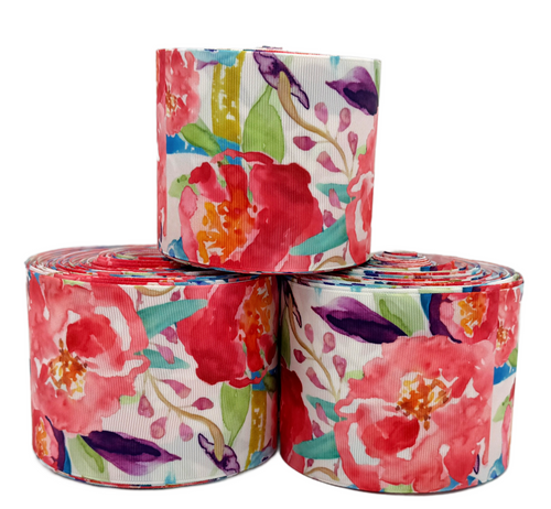 3", Floral Ribon, Bright Flowers, 1 ROLL
