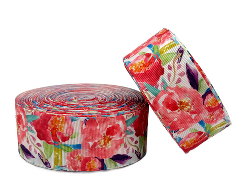 1.5", Floral Ribbon, Bright Flower Ribbon, 1 ROLL