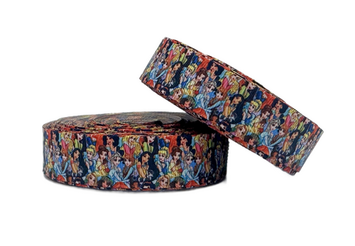 7/8", Princess Ribbon, Disney Characters, Belle, Elsa, Anna, 1 ROLL