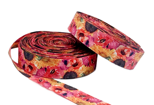 7/8", Floral Ribbon, Sunflower Ribbon, USDR, Double Sided, 1 ROLL