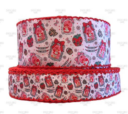 Strawberry Shortcake Ribbon, Moonstitch, Strawberry Ribbon, Hair Bow Ribbon, Wholesale Ribbon, PER YARD