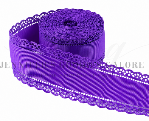 1.5", Scalloped Edge Ribbon, PURPLE, Lace Edge Ribbon, 1 YARD