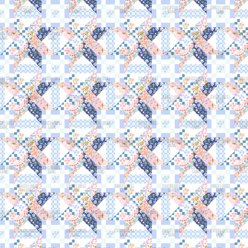 (bluepatch 9x12", Patchwork Leather, Floral Leather, Bluebell, Quilt Inspired Patchwork, DIY Leather Hair Bows, Key FOB Leather, Synthetic Leather, Litchi, Vinyl, Patent, Glitter, 1 SHEET