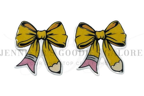 34x35mm, Back to School Resins, Coquette Bow Resins, Pencil Resins, Cabochons, Keychain Resins, Hair Bow Centers, Embellishments, Wholesale Resins, 2PCS